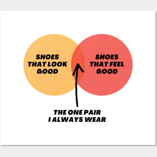 Venn Diagram Shoes That look good - Shoes that feel good - The one pair I always wear Posters and Art